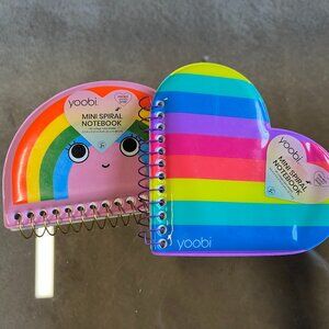 Puffy Cover Mini Spiral Notebooks (2 Nbs)  Heart and Rainbow‎  (kids/x)